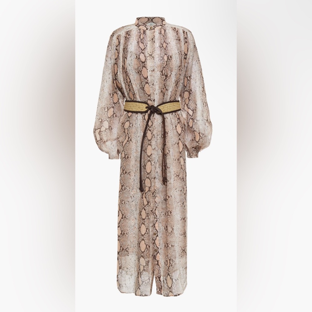 Snake Print Maxi Dress with Belt